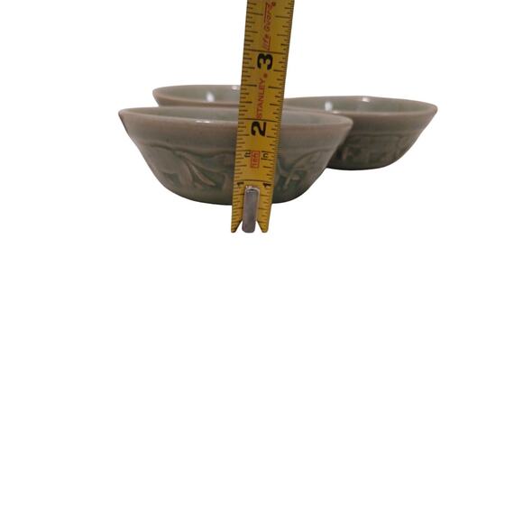 Set of 4 Baan Celadon ELEPHANTS Soup Bowls Green Glaze Pottery Rice Thailand - Picture 15 of 16